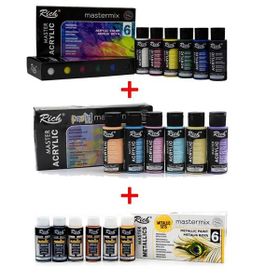 Rich Mastermix 60 cc Mega Set 6 Canlı + 6 Pastel + 6 Metalik Renk Akrilik Boya