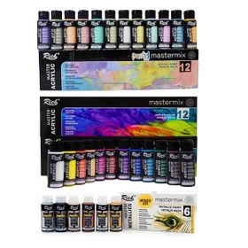 Rich Mastermix Lux 30 Renk Canlı- Pastel- Metalik Renkler Akrilik Boya Seti
