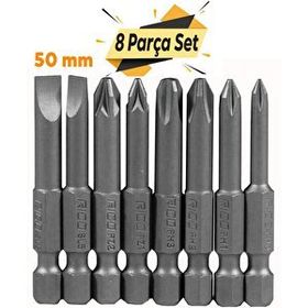 Rico 005-KK1130 PH+PZ+SL 8 Parça 50 mm Yıldız Düz Bits Uç Seti