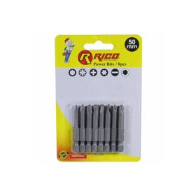 Rico 005-KK1130 PH+PZ+SL 8 Parça 50 mm Yıldız Düz Bits Uç Seti