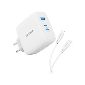 Ricomm 140 W GAN 3 Portlu USB-C+USB-A QC5.0 PD3.1 Destekli Type-C Hızlı Şarj Cihazı