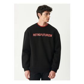 Riders By Lee L222665-001 Bisiklet Yaka Oversize Siyah Erkek Sweatshirt