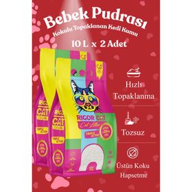 Rigor Cat Bebek Pudralı Topaklanan 2x10 lt Kedi Kumu