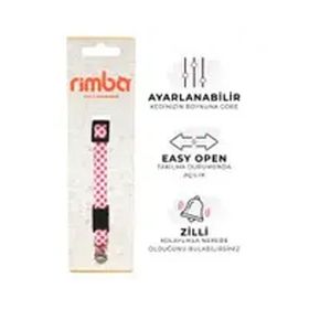 Rimba 22-30 cm 10 mm Fuşya-Beyaz Zilli Kolay Açılabilen Puantiyeli Kedi Boyun Tasması