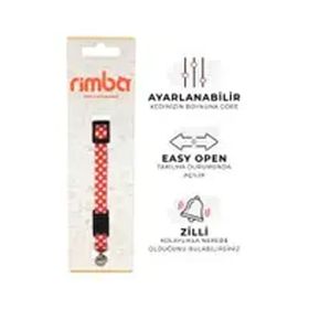 Rimba 22-30 cm 10 mm Kırmızı-Beyaz Zilli Kolay Açılabilen Puantiyeli Kedi Boyun Tasması