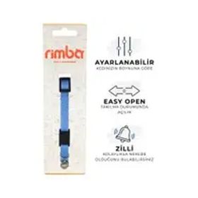Rimba 22-30 cm 10 mm Mavi-Beyaz Zilli Kolay Açılabilen Desenli Kedi Boyun Tasması