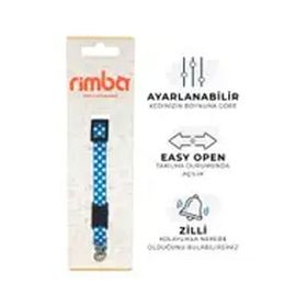 Rimba 22-30 cm 10 mm Mavi-Beyaz Zilli Kolay Açılabilen Puantiyeli Kedi Boyun Tasması