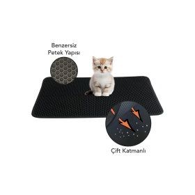 Rimba 40x60 cm Siyah Kedi Tuvaleti Önü Elekli Paspas