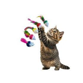 Rimba Tüylü Fare 11 cm Karışık Renkli Kedi Oyuncağı