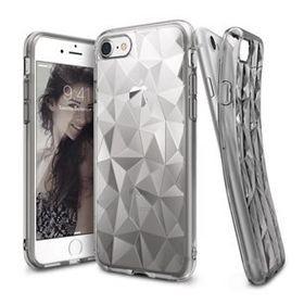 Ringke Air Prism 3D Elmas Yansıması iPhone 7 Smoke Black Ultra Hafif Esnek İnçe Renkli Transparan Silver Kılıf