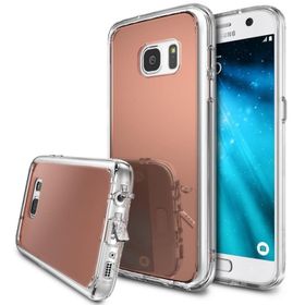 Ringke Mirror Fusion Galaxy S7 Edge Aynalı Rose Gold Extra Darbe Emici Kılıf
