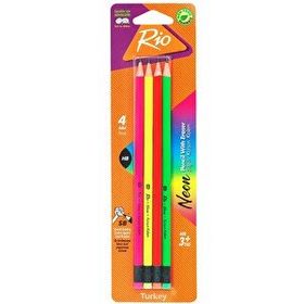 Rio Neon Silgili 4'lü Kurşun Kalem