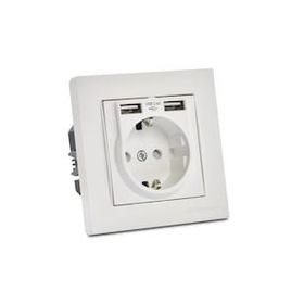 Rita Beyaz İkili USB Topraklı Priz