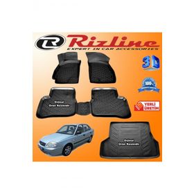 Rizline Accent Admire 3D Paspas + 3D Bagaj Havuzu 2003-2005 Arası Siyah Set