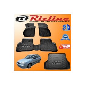 Rizline Accent Admire 3D Paspas + 3D Bagaj Havuzu 2003-2005 Arası Siyah Set