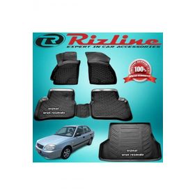 Rizline Accent Admire Siyah 2003-2006 Arası 4 Parça 3D Paspas+Bagaj Havuzu
