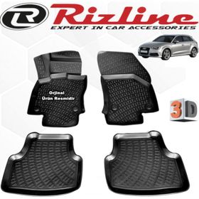 Rizline Audi A3 HB 2013 - 2020 Arası Siyah 3D Havuzlu Paspas