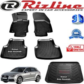 Rizline Audi A3 HB 2013-2020 Arası Siyah Set 3D Paspas + 3D Bagaj Havuzu