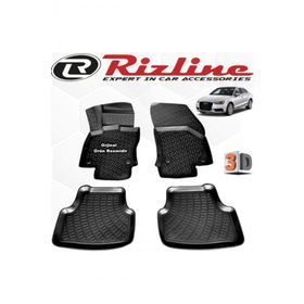 Rizline Audi A3 Sedan 2013 - 2020 Arası Siyah 4'lü Set 3D Havuzlu Paspas