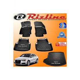 Rizline Audi A3 Siyah Sedan 2013-2020 Arası 3D Paspas + Bagaj Havuzu Set