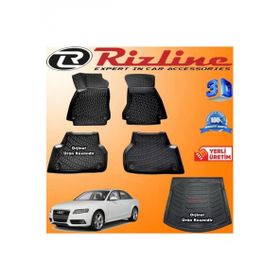 Rizline Audi A4 3D Paspas + 3D Bagaj Havuzu B8 2008-2014 Arası Siyah Set