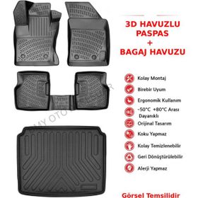 Rizline Audi A4 B6 2001-2006 Siyah 3D Araca Özel Paspas ve Bagaj Havuzu