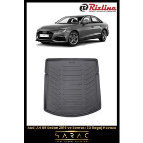 Rizline Audi A4 B9 Sedan 2016 ve Sonrası Siyah 3D Bagaj Havuzu