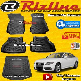 Rizline Audi A4 Havuzu B8 2008-2014 Siyah 3D Bagaj Havuzu