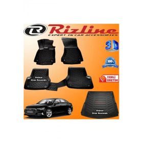 Rizline Audi A6 3D Paspas + 3D Bagaj Havuzu 2015 - 2019 Arası Siyah Set
