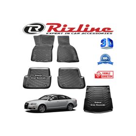 Rizline Audi A6 3D Paspas + 3D Bagaj Havuzu Sedan 2005 - 2012 Arası Siyah Set