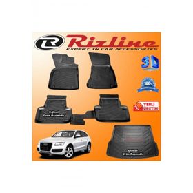 Rizline Audi Q5 3D Paspas + 3D Bagaj Havuzu 2008 - 2015 Arası Siyah Set
