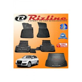 Rizline Audi Q5 3D Paspas + 3D Bagaj Havuzu 2008 - 2015 Arası Siyah Set