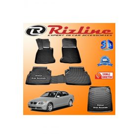 Rizline BMW E60 5 Serisi 3D Paspas + 3D Bagaj Havuzu 2003-2009 Arası Siyah Set