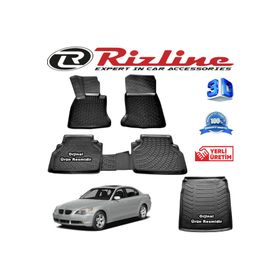 Rizline BMW E60 5 Serisi 3D Paspas + 3D Bagaj Havuzu 2003-2009 Arası Siyah Set