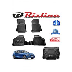 Rizline BMW F20 1 Serisi 3D Paspas + 3D Bagaj Havuzu 2011-2015 Arası Siyah Set