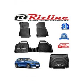 Rizline BMW F20 1 Serisi 3D Paspas + 3D Bagaj Havuzu 2011-2015 Arası Siyah Set