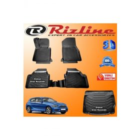 Rizline BMW F20 1 Serisi 3D Paspas + 3D Bagaj Havuzu 2011-2015 Arası Siyah Set