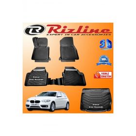 Rizline BMW F20 1 Serisi 3D Paspas + 3D Bagaj Havuzu 2015-2018 Arası Siyah Set
