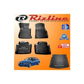 Rizline BMW F30 3 Serisi 3D Paspas + 3D Bagaj Havuzu 2012-2019 Arası Siyah Set