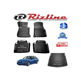 Rizline BMW F30 3 Serisi 3D Paspas + 3D Bagaj Havuzu 2012-2019 Arası Siyah Set