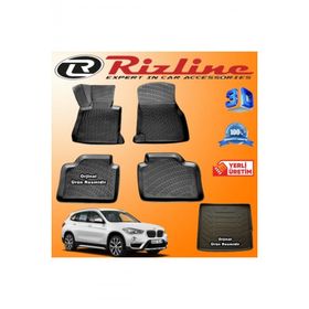 Rizline BMW X1 3D Paspas + 3D Bagaj Havuzu 2010 - 2015 Arası Siyah Set