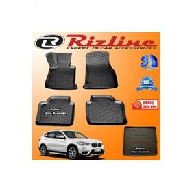 Rizline BMW X1 3D Paspas + 3D Bagaj Havuzu 2010 - 2015 Arası Siyah Set