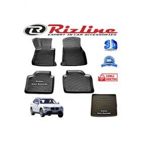 Rizline BMW X1 3D Paspas + 3D Bagaj Havuzu 2010 - 2015 Arası Siyah Set
