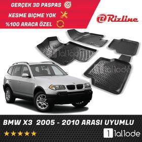 Rizline Bmw X3 2005-2010 Siyah 3D Havuzlu Paspas