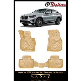 Rizline BMW X4 2023 Model Bej 3D Havuzlu Paspas