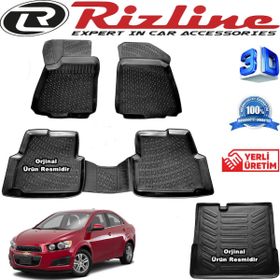 Rizline Chevrolet Aveo Sedan 2011 Sonrası 3D Paspas + 3D Bagaj Havuzu Siyah Set