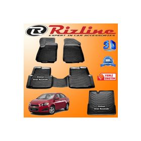 Rizline Chevrolet Aveo Sedan 2011 Sonrası 3D Paspas + 3D Bagaj Havuzu Siyah Set
