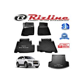 Rizline Chevrolet Captiva 3D Paspas + 3D Bagaj Havuzu 2007-2015 Arası Siyah Set