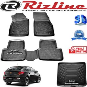 Rizline Chevrolet Cruze 3D Paspas + 3D Bagaj Havuzu HB 2011 Sonrası Siyah Set