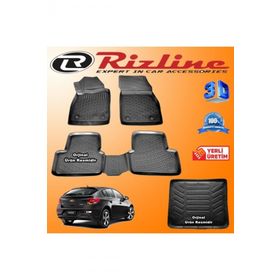 Rizline Chevrolet Cruze 3D Paspas + 3D Bagaj Havuzu HB 2011 Sonrası Siyah Set
